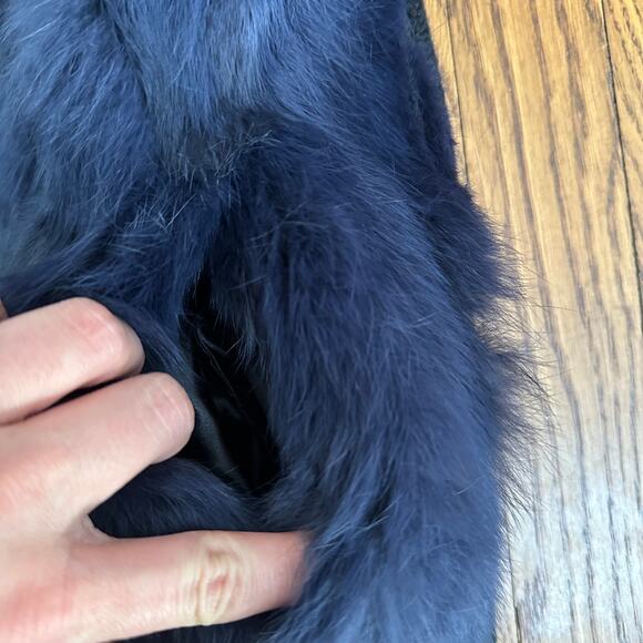 La Fiorentina Blue Rabbit Fur Sweater Back Vest - Picture 5 of 6